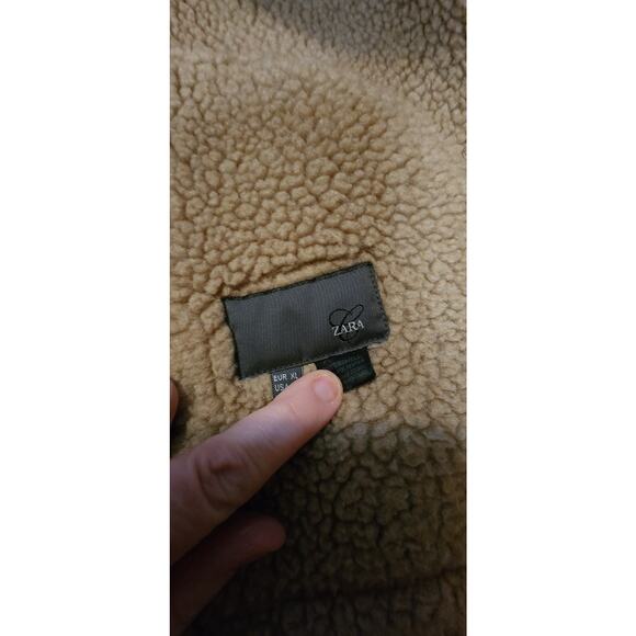 Zara Faux Suede Men’s Jacket Size XL Sherpa Lined Light Brow/Beige. #2046 - Picture 7 of 11